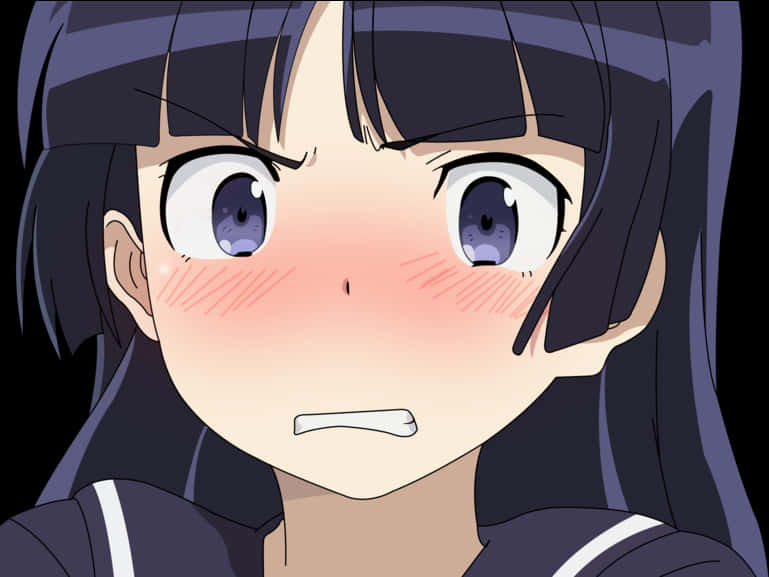 Anime Character Blushing Expression PNG Image