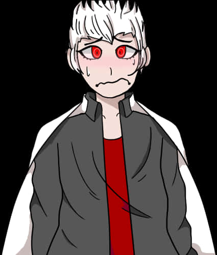 Anime Character Blushing With Red Eyes PNG Image