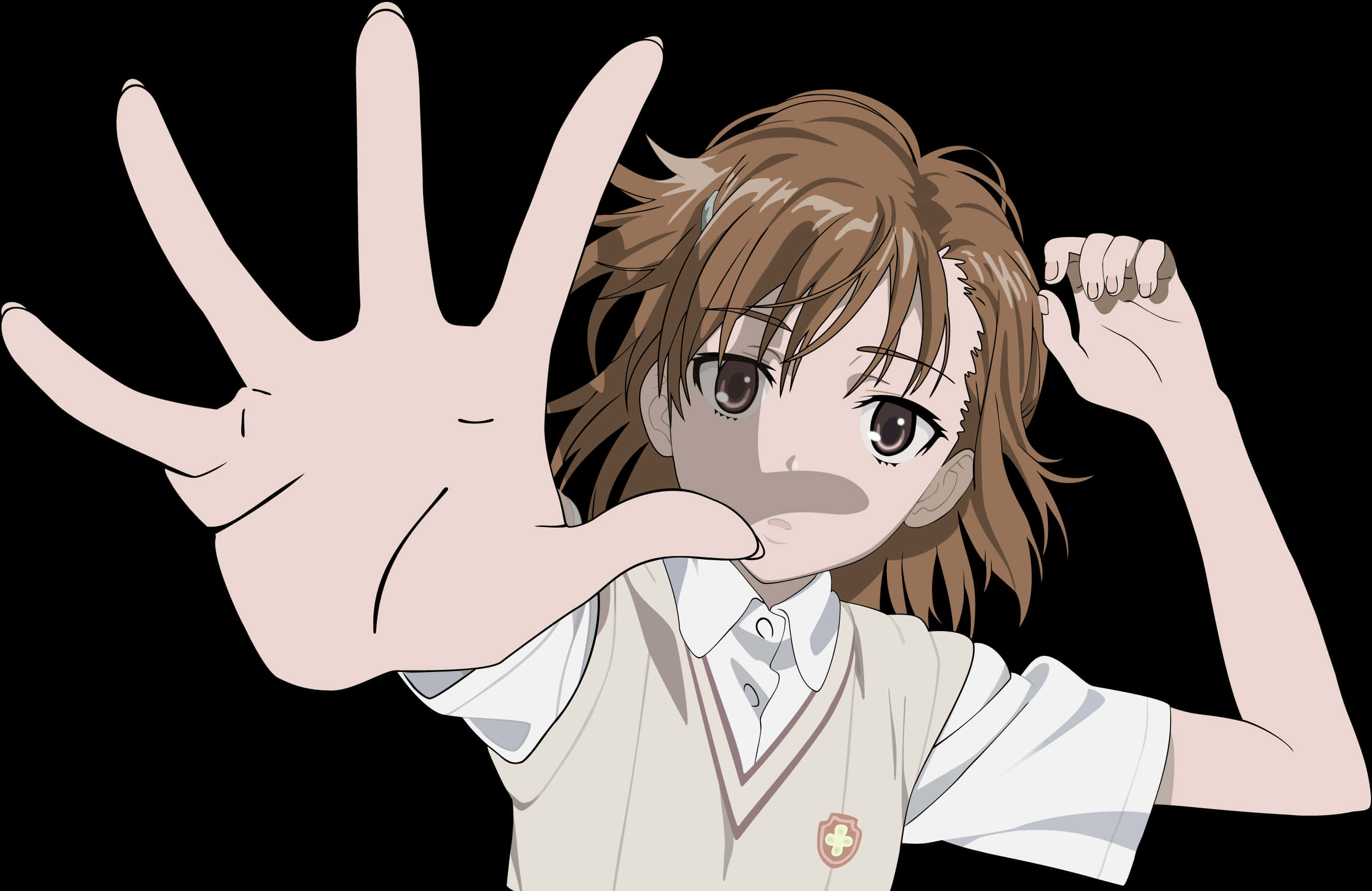 Anime Character Gesture Stop PNG Image