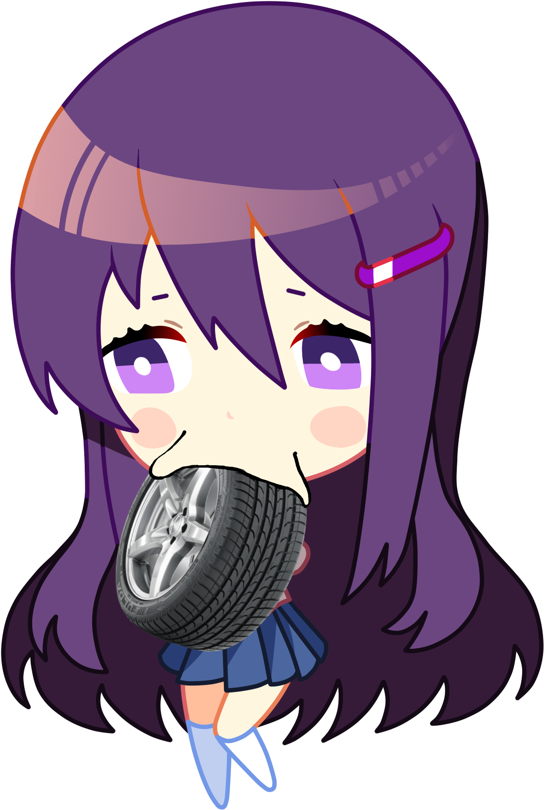 Anime Character Holding Tire PNG Image