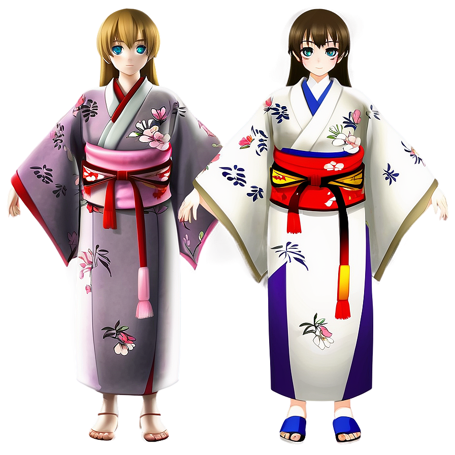 Anime Character In Kimono Png Qmr PNG Image