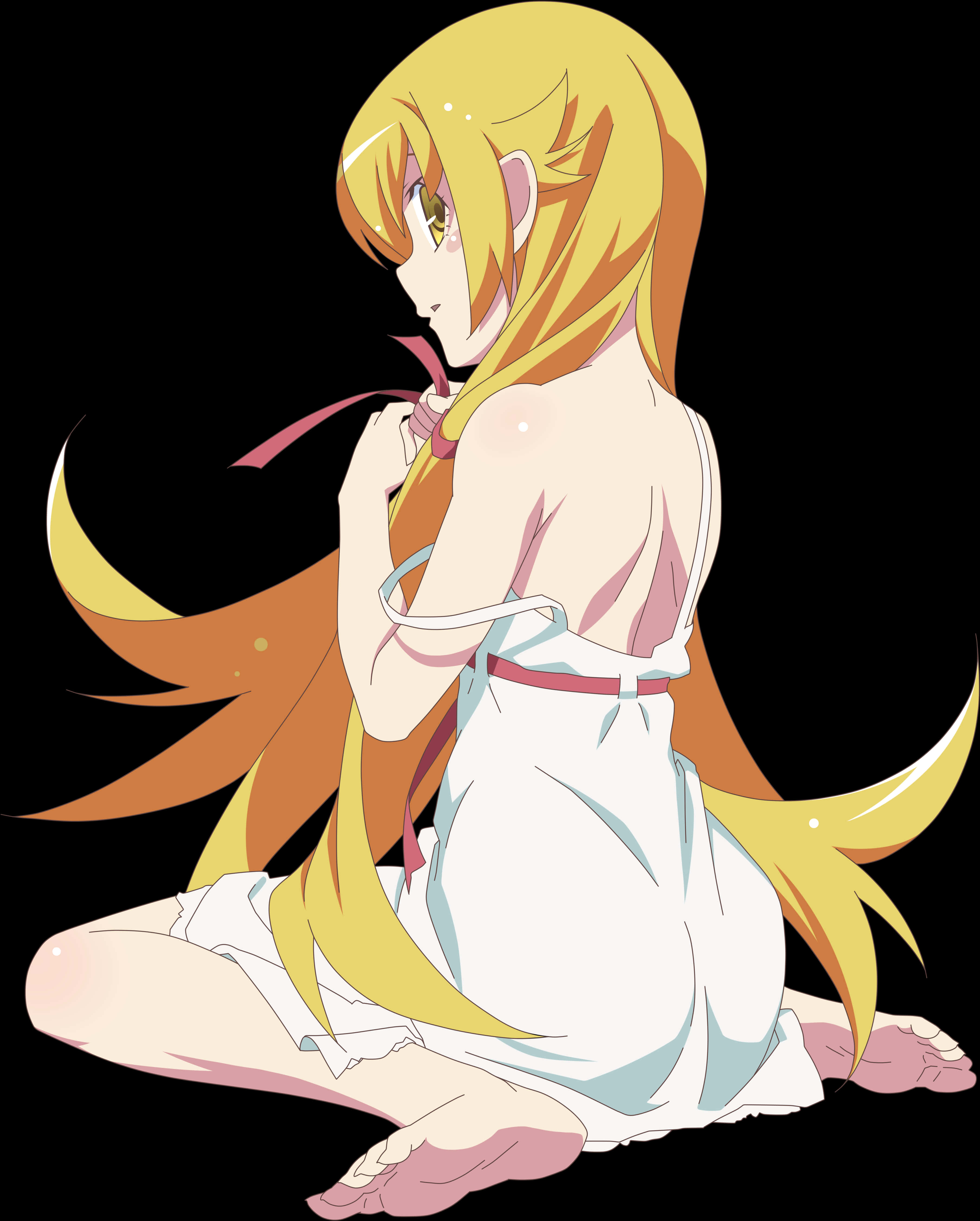 Anime Character Shinobu Sitting PNG Image