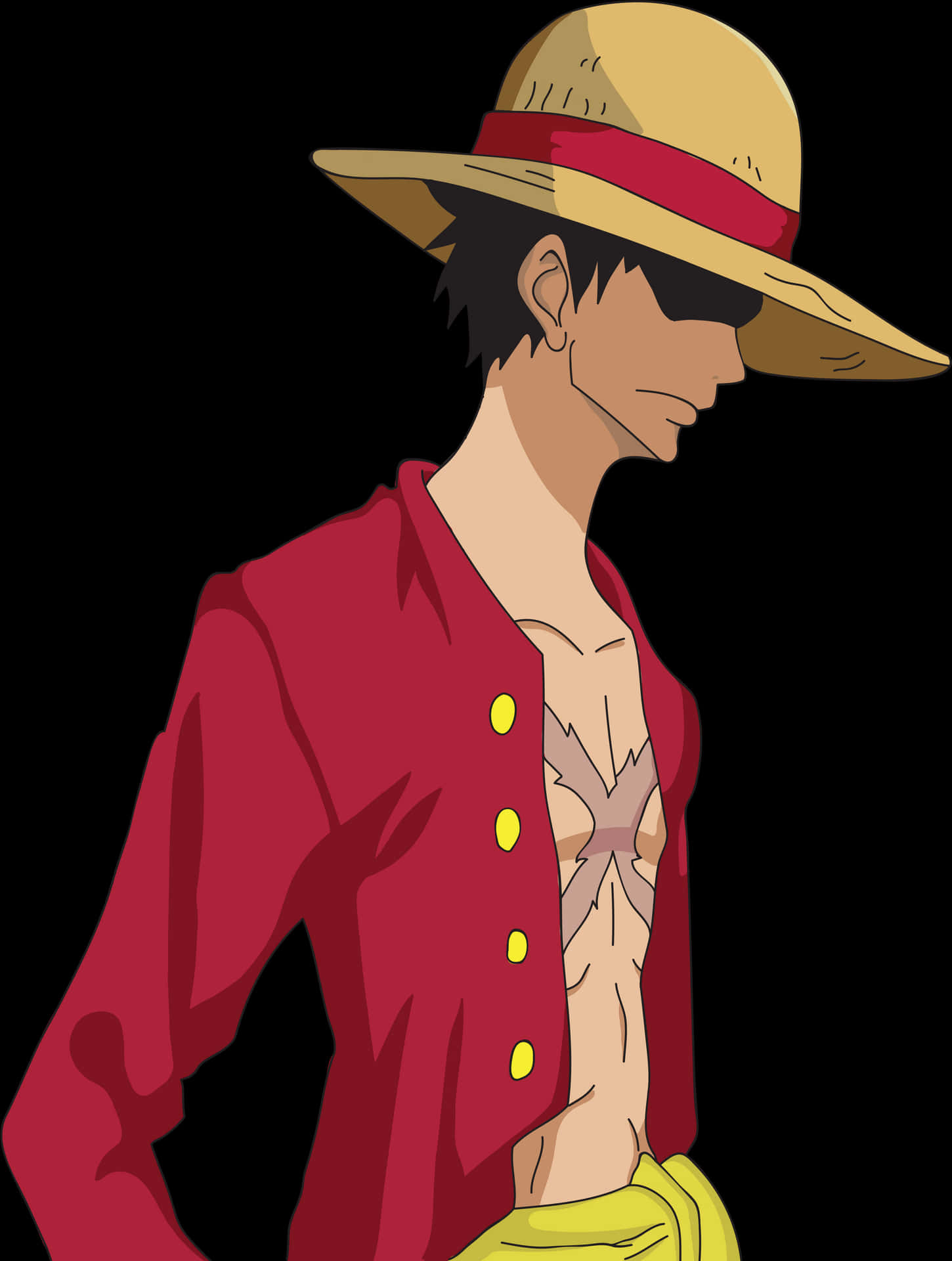 Anime Character Straw Hat Red Shirt PNG Image