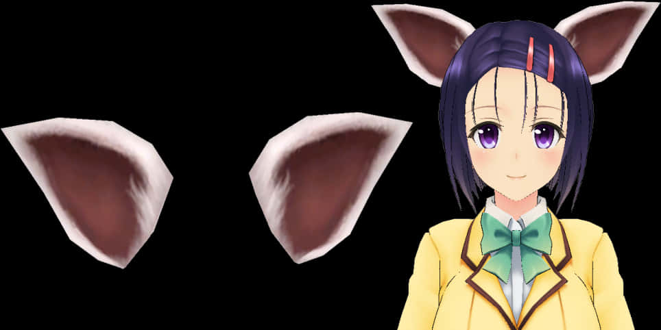 Anime Character With Cat Ears PNG Image