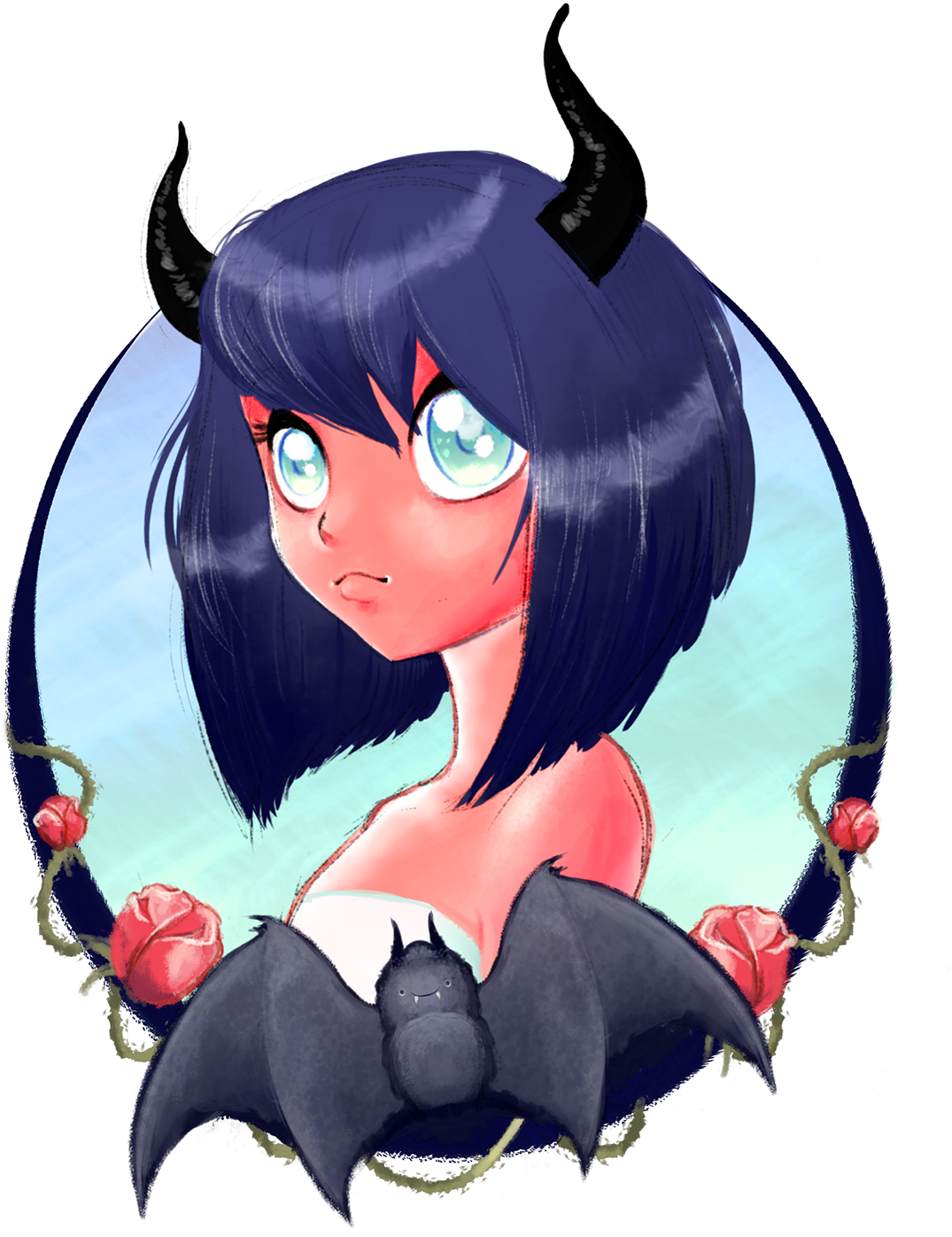 Anime Demon Girl Illustration PNG Image