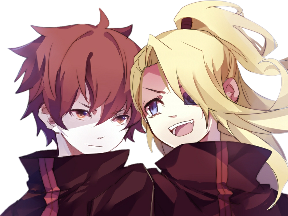 Anime Duo Smilingand Serious PNG Image