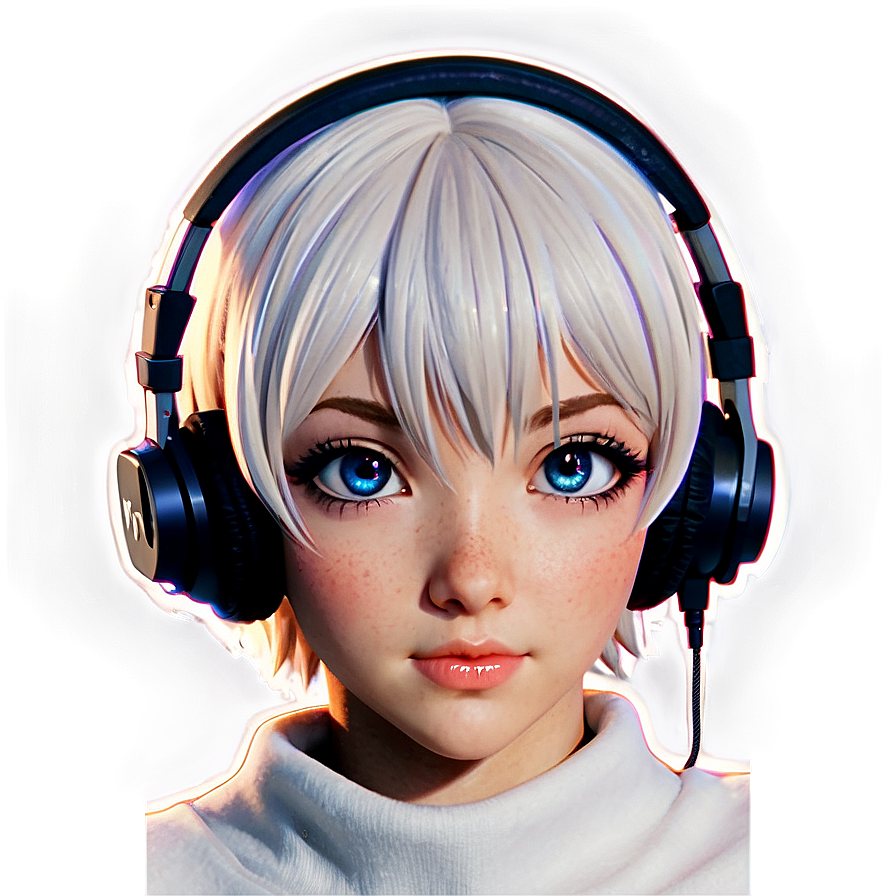 Anime Face With Headphones Png 5 PNG Image