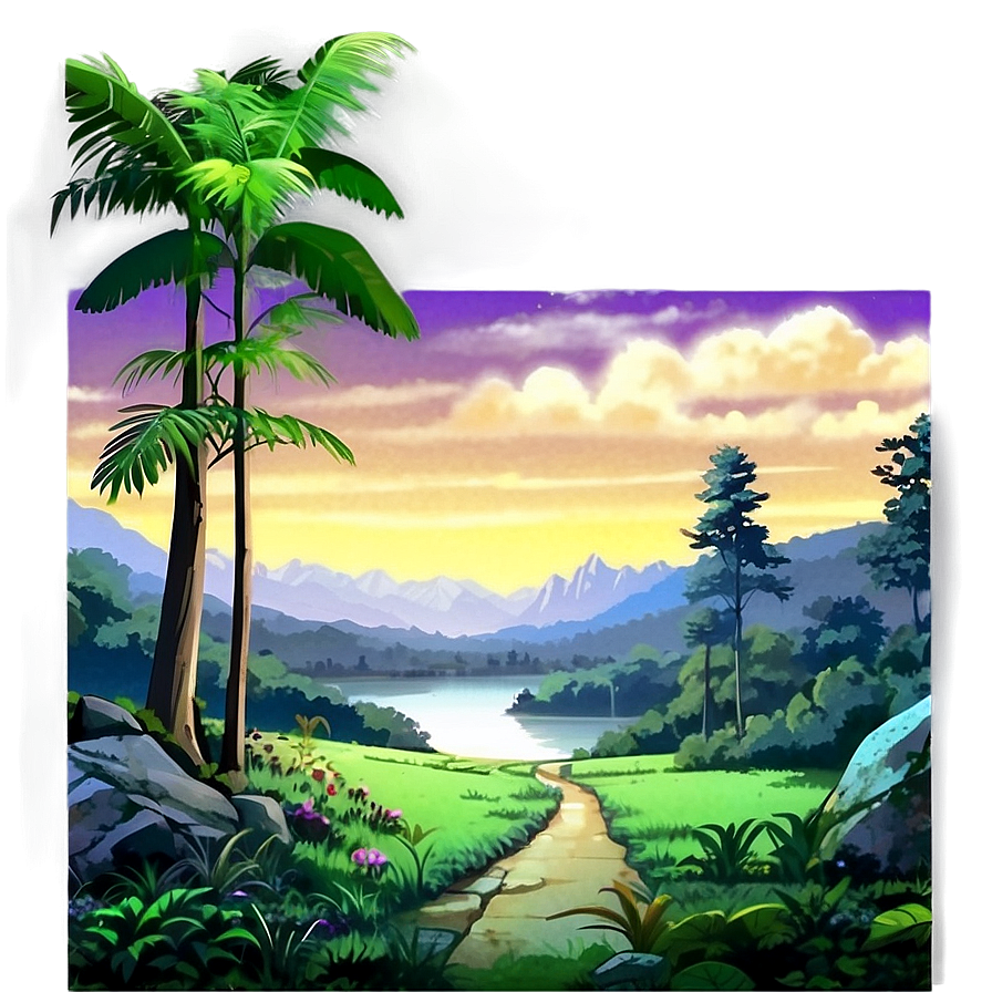 Anime Fantasy Landscape Png Wwo PNG Image