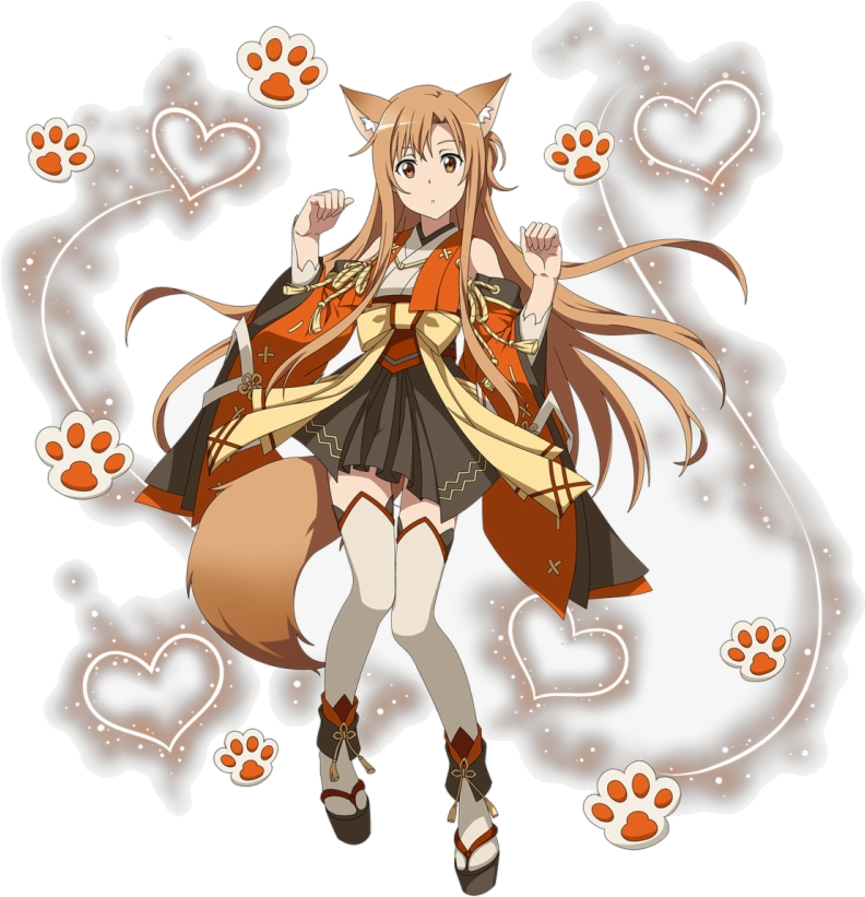 Anime Fox Girl Illustration PNG Image