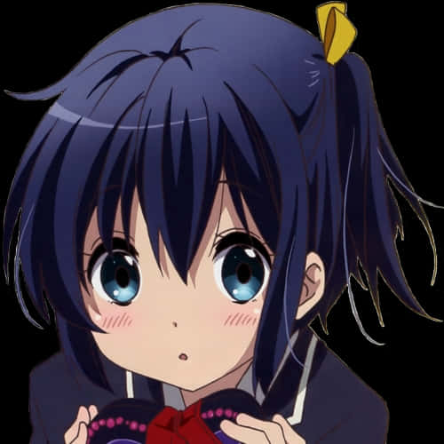 Anime Girl Blue Eyes Black Hair PNG Image