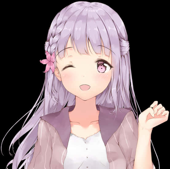 Anime Girl Blushing With Closed Eyes PNG Image