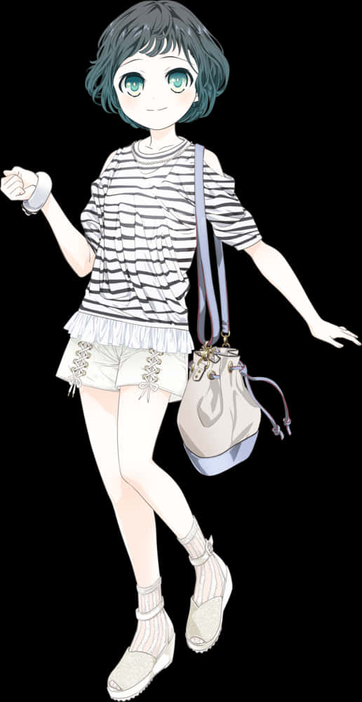 Anime Girl Casual Outfit PNG Image