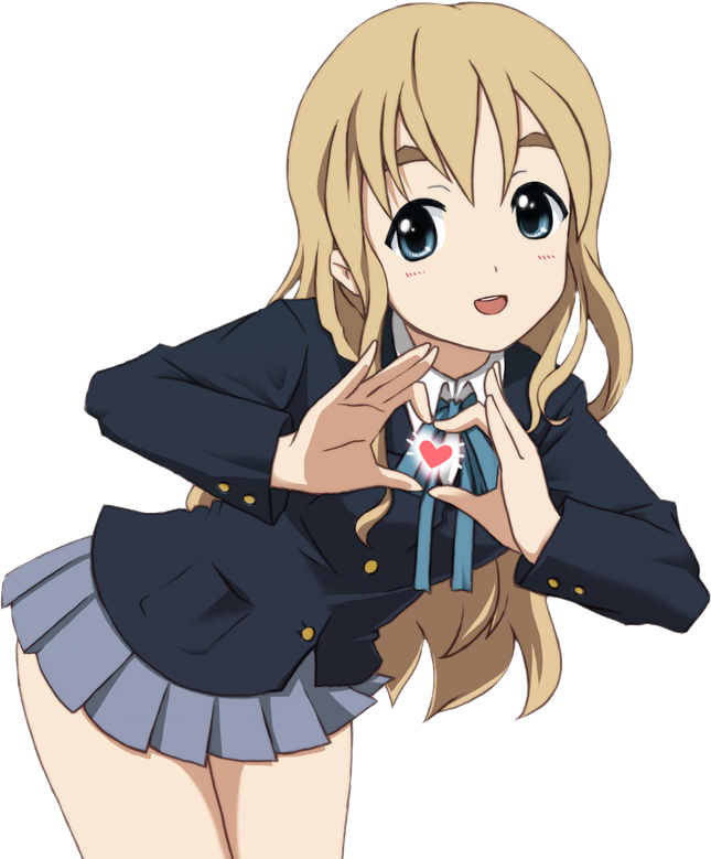 Anime Girl Heart Gesture PNG Image