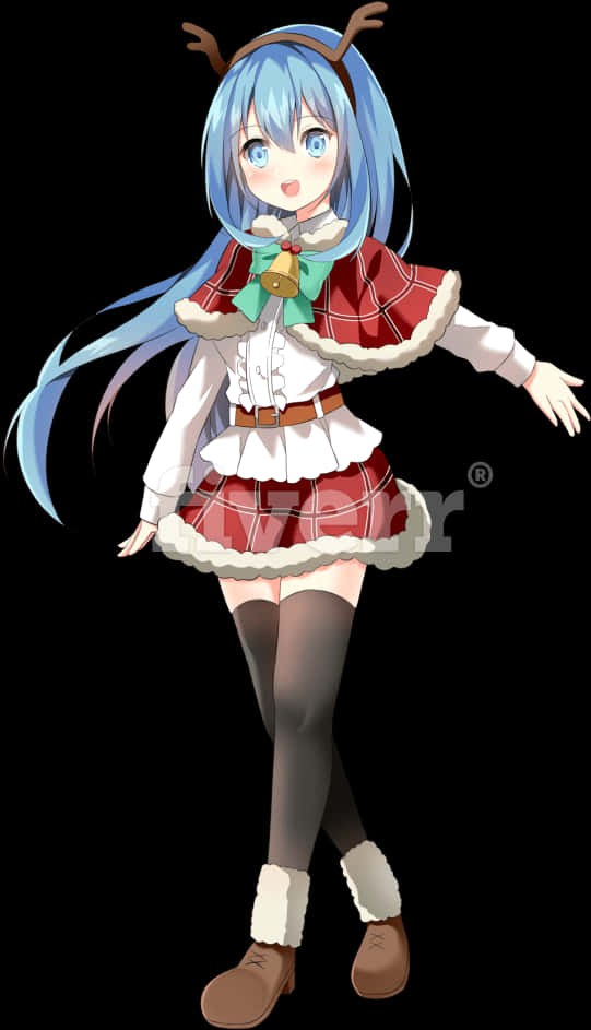 Anime Girl Reindeer Costume PNG Image