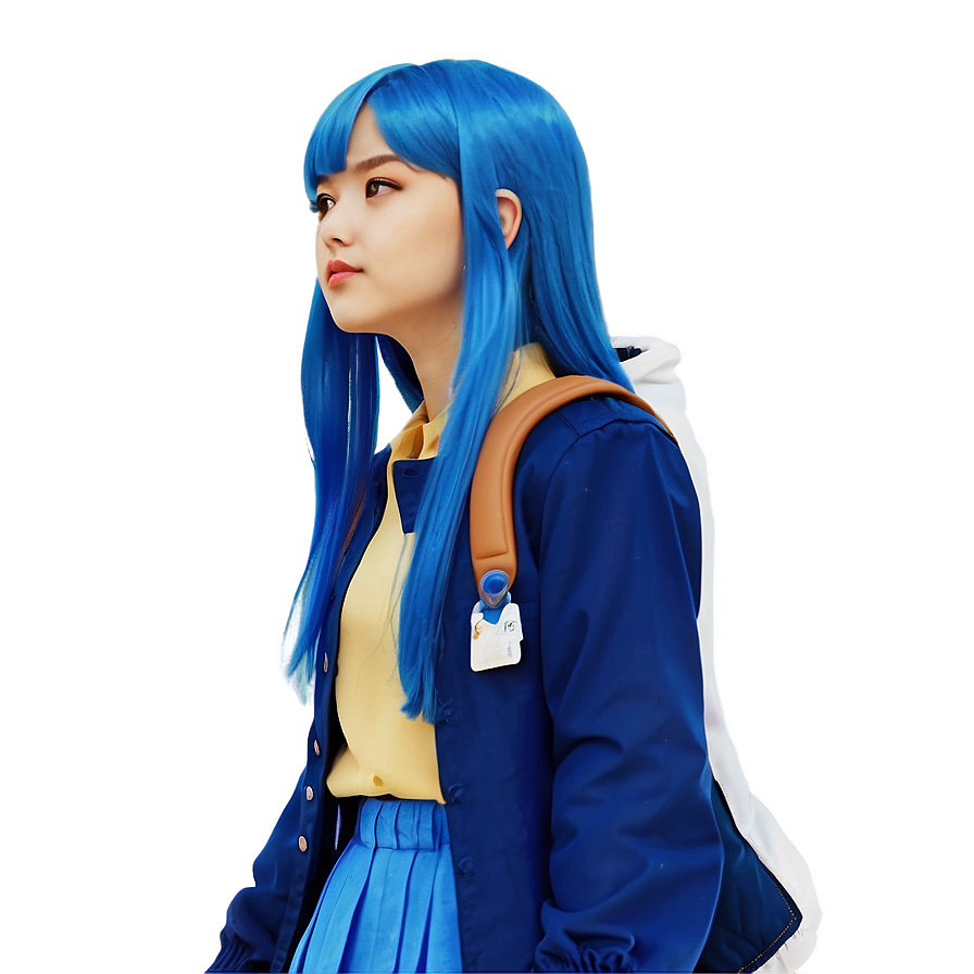 Anime Girl With Blue Hair Png 05032024 PNG Image