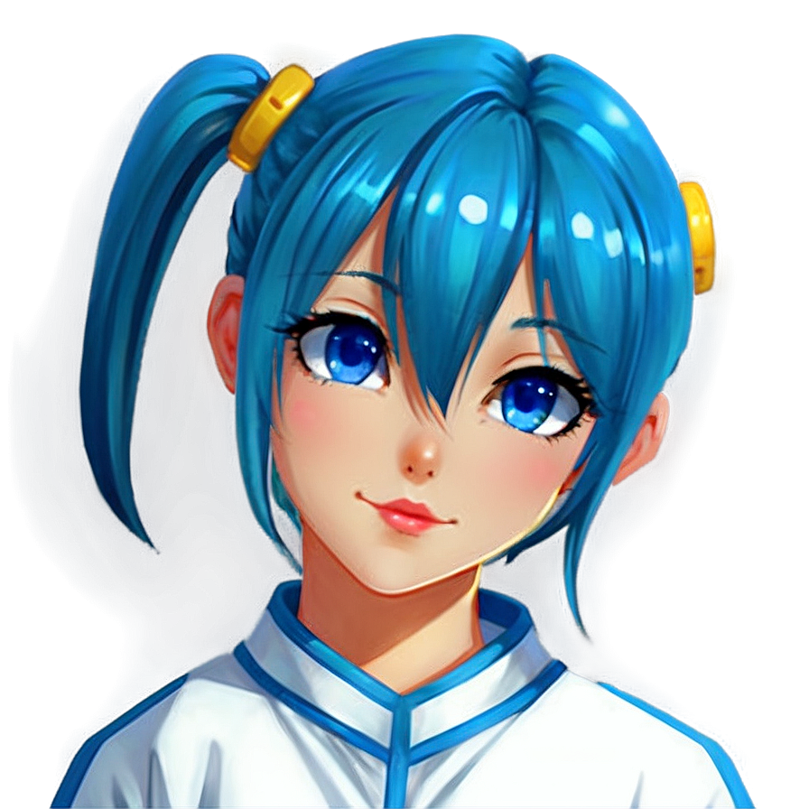 Anime Girl With Blue Hair Png 05032024 PNG Image