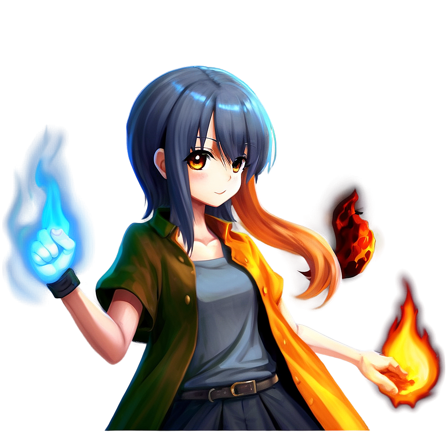 Anime Girl With Fire Powers Png 05032024 PNG Image