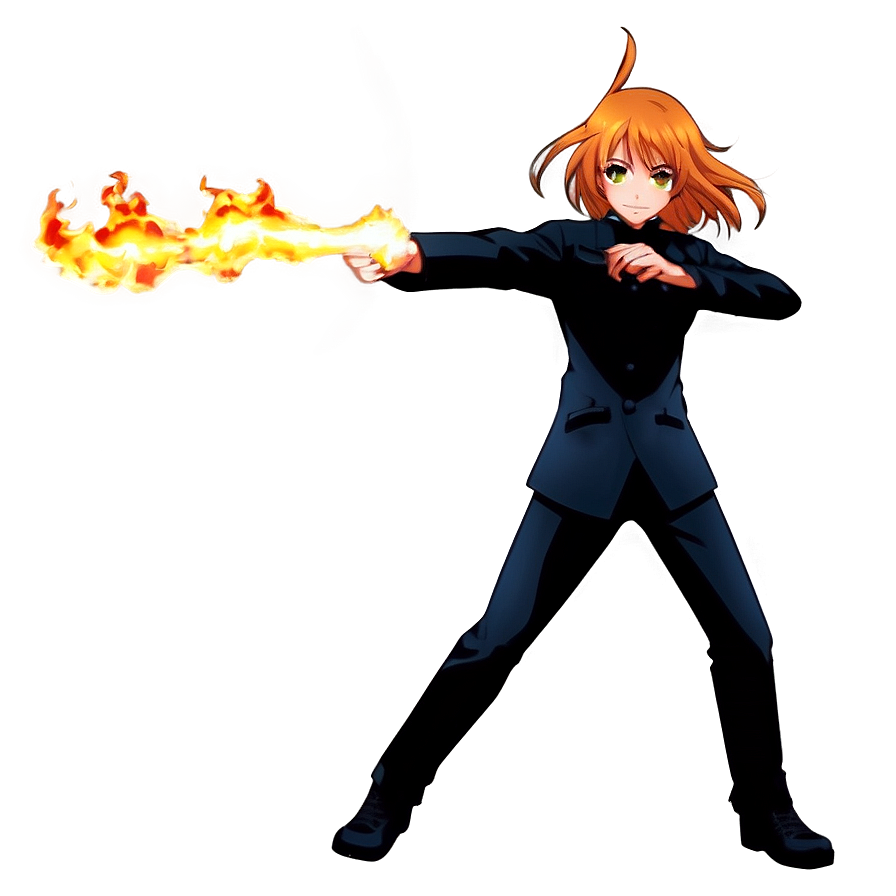 Anime Girl With Fire Powers Png Dvh44 PNG Image