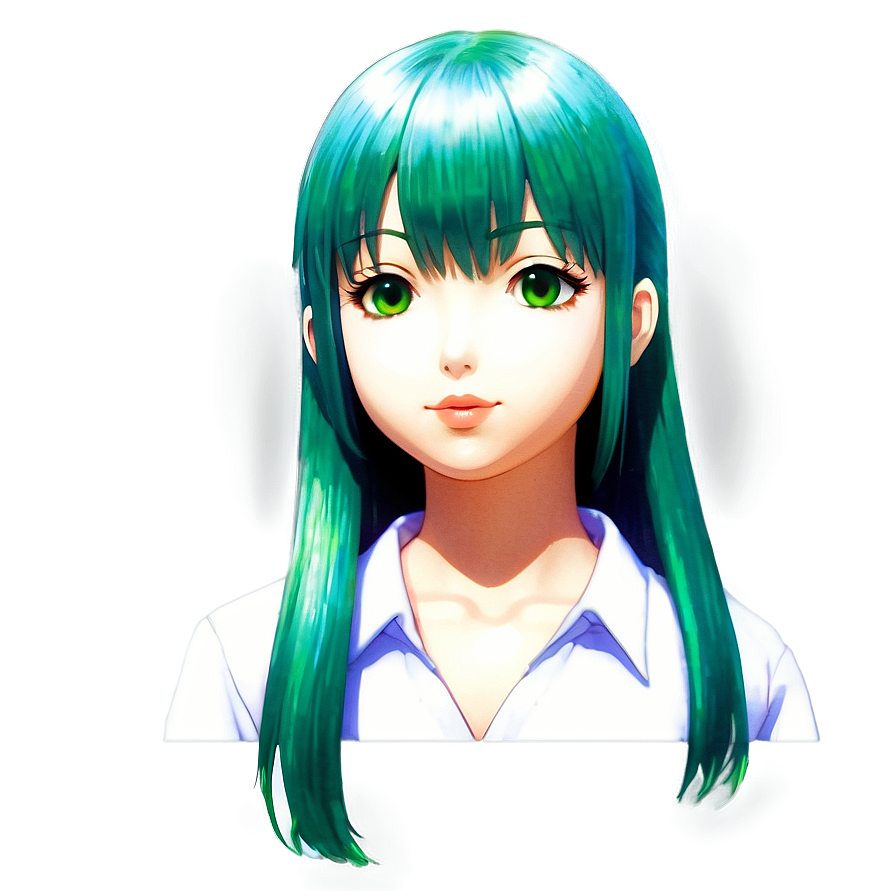 Anime Girl With Green Hair Png 05032024 PNG Image