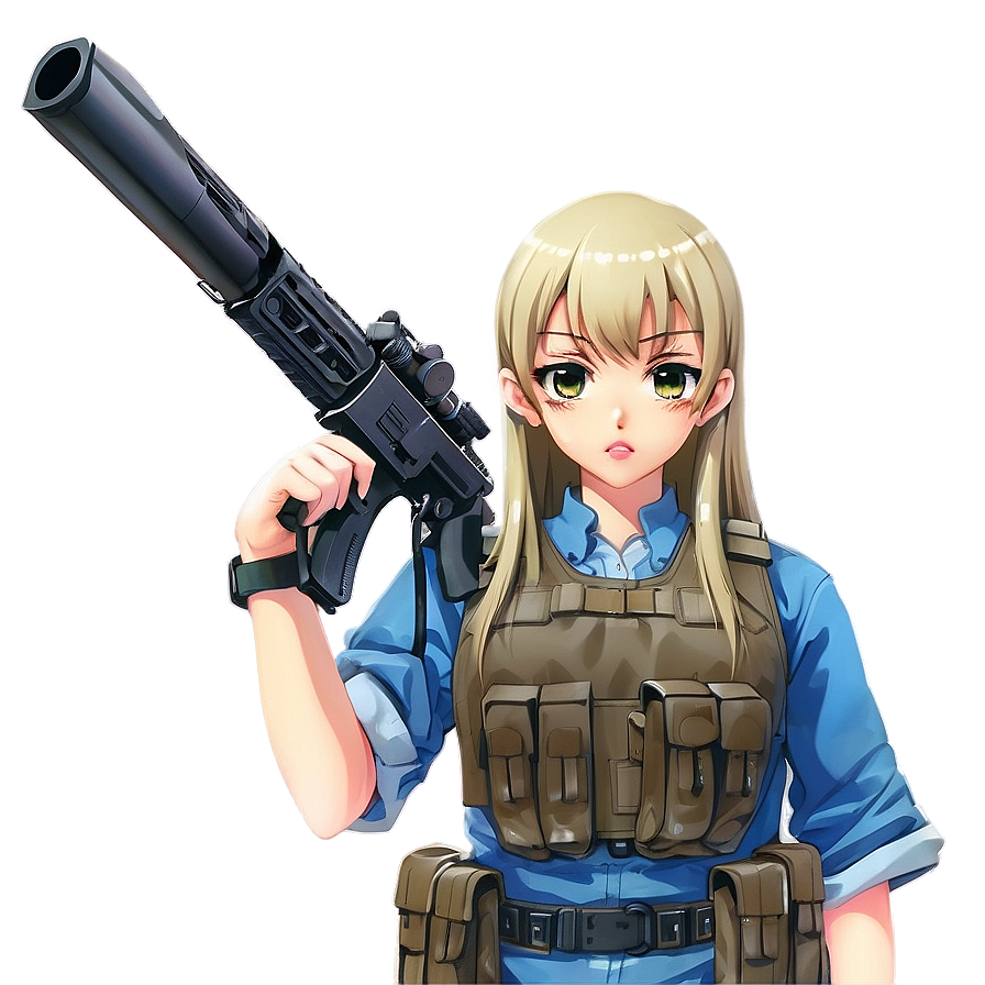 Anime Girl With Gun Png 05032024 PNG Image