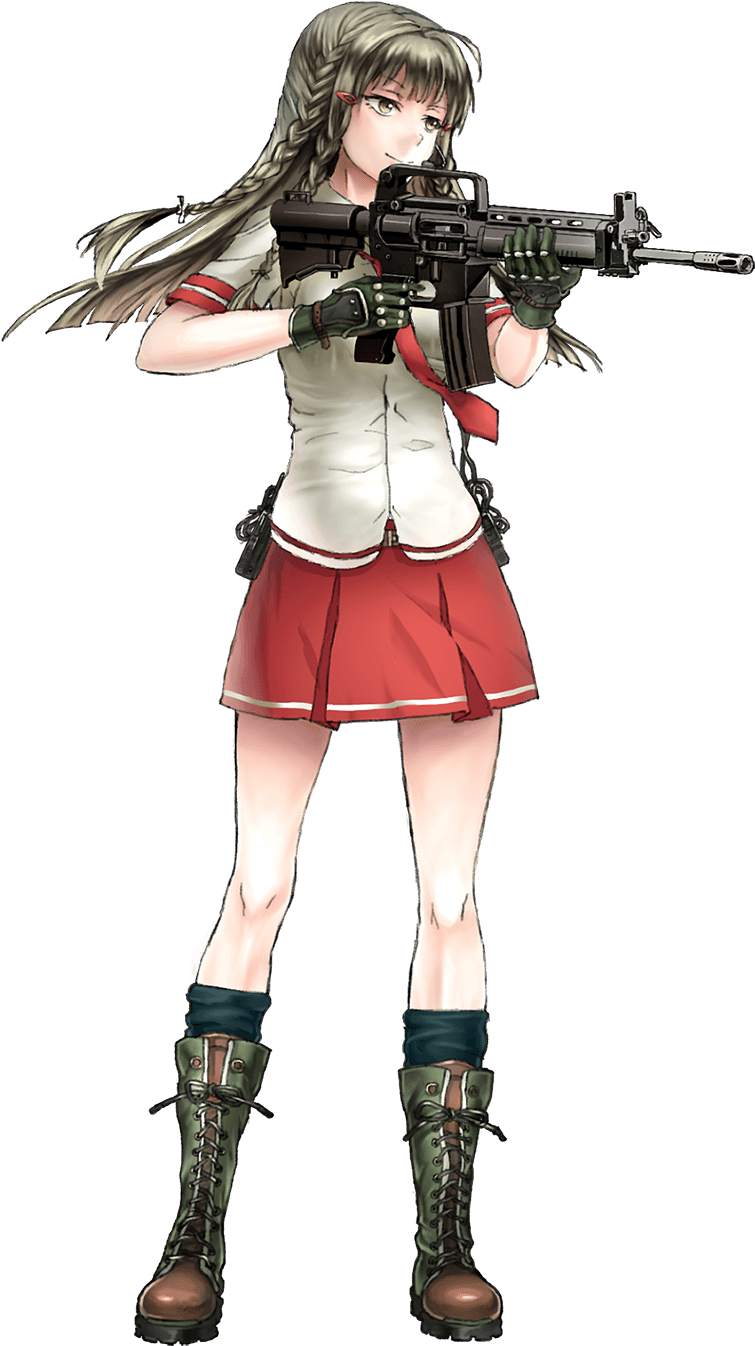 Anime Girl With Gun PNG Image