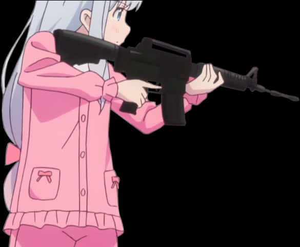 Anime Girl With Gun PNG Image