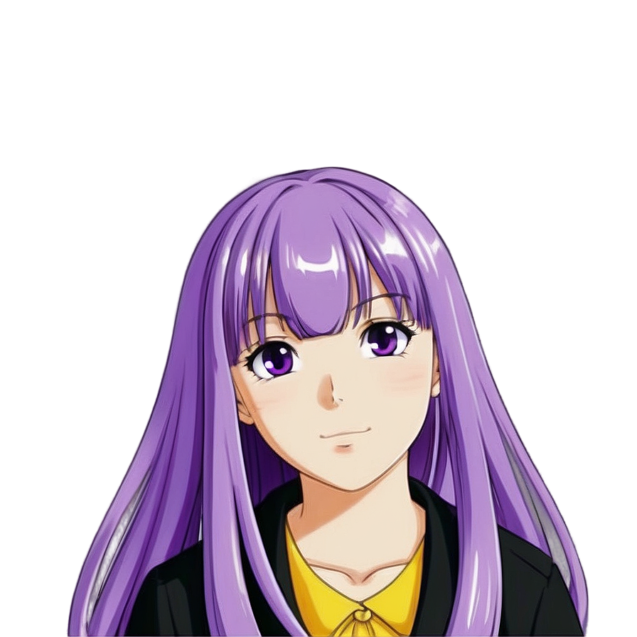 Anime Girl With Purple Hair Png Bwp PNG Image