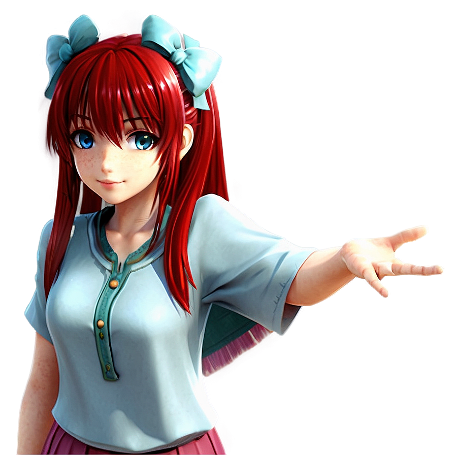 Anime Girl With Red Hair Png Jcy PNG Image