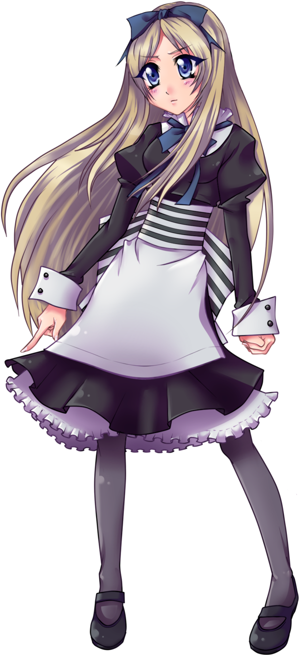 Anime Girlin Blackand White Dress PNG Image