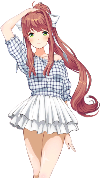 Anime Girlin Plaid Outfit PNG Image