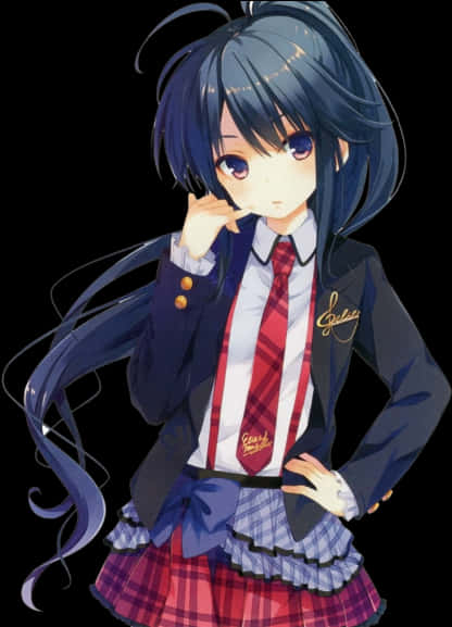 Anime Girlin School Uniform PNG Image