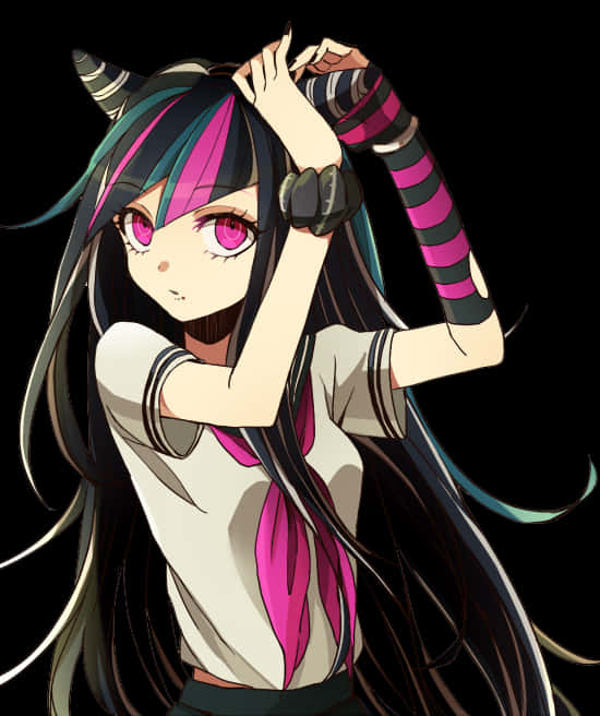 Anime Girlwith Horns PNG Image