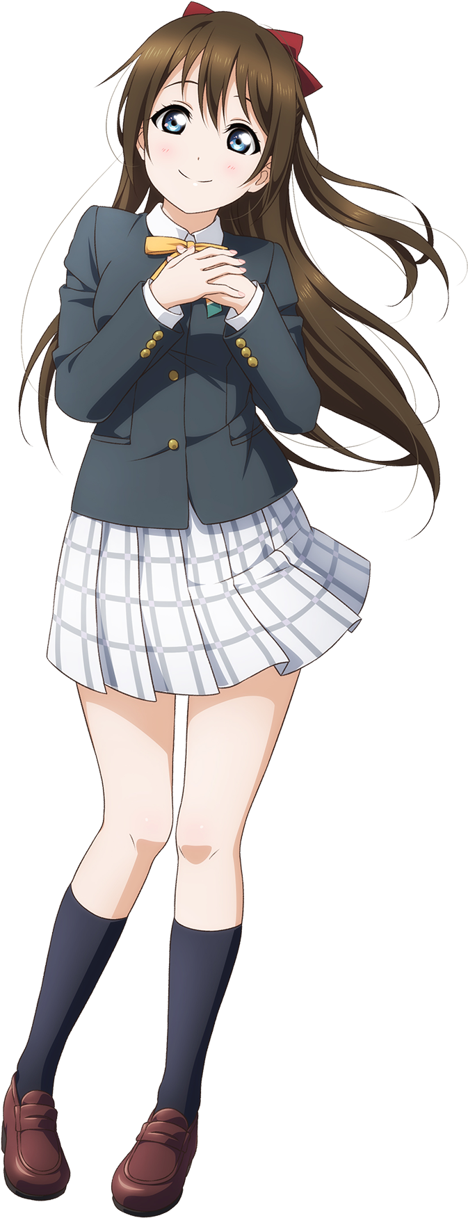 Anime Schoolgirl Smiling Pose PNG Image