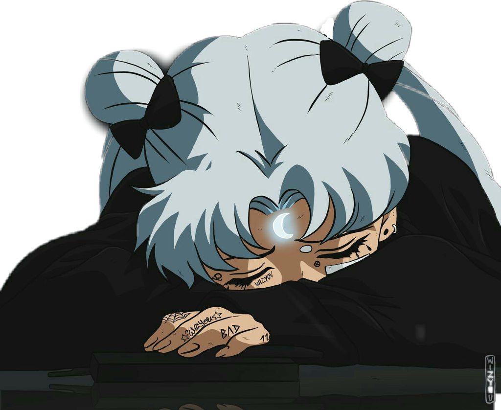 Anime Style Character Crying PNG Image