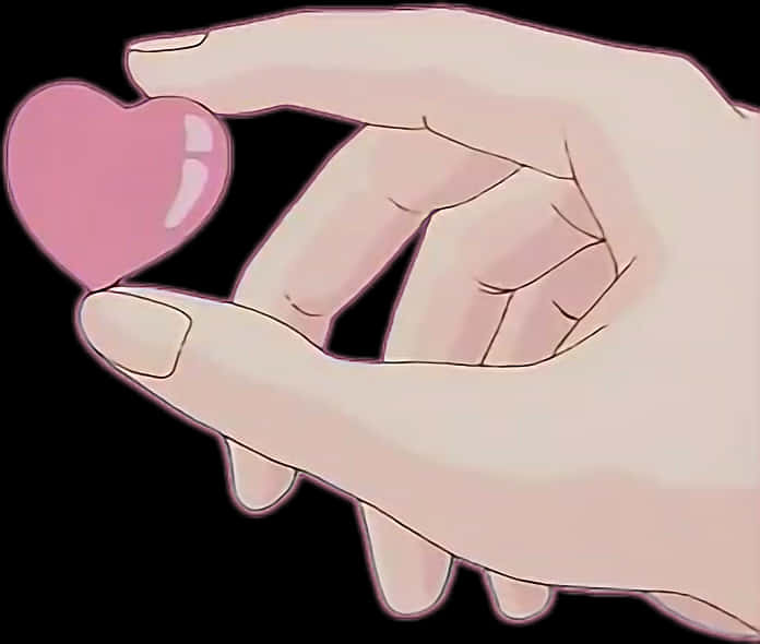 Anime Style Hand Holding Heart PNG Image