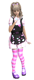 Anime Style Maid Costume PNG Image