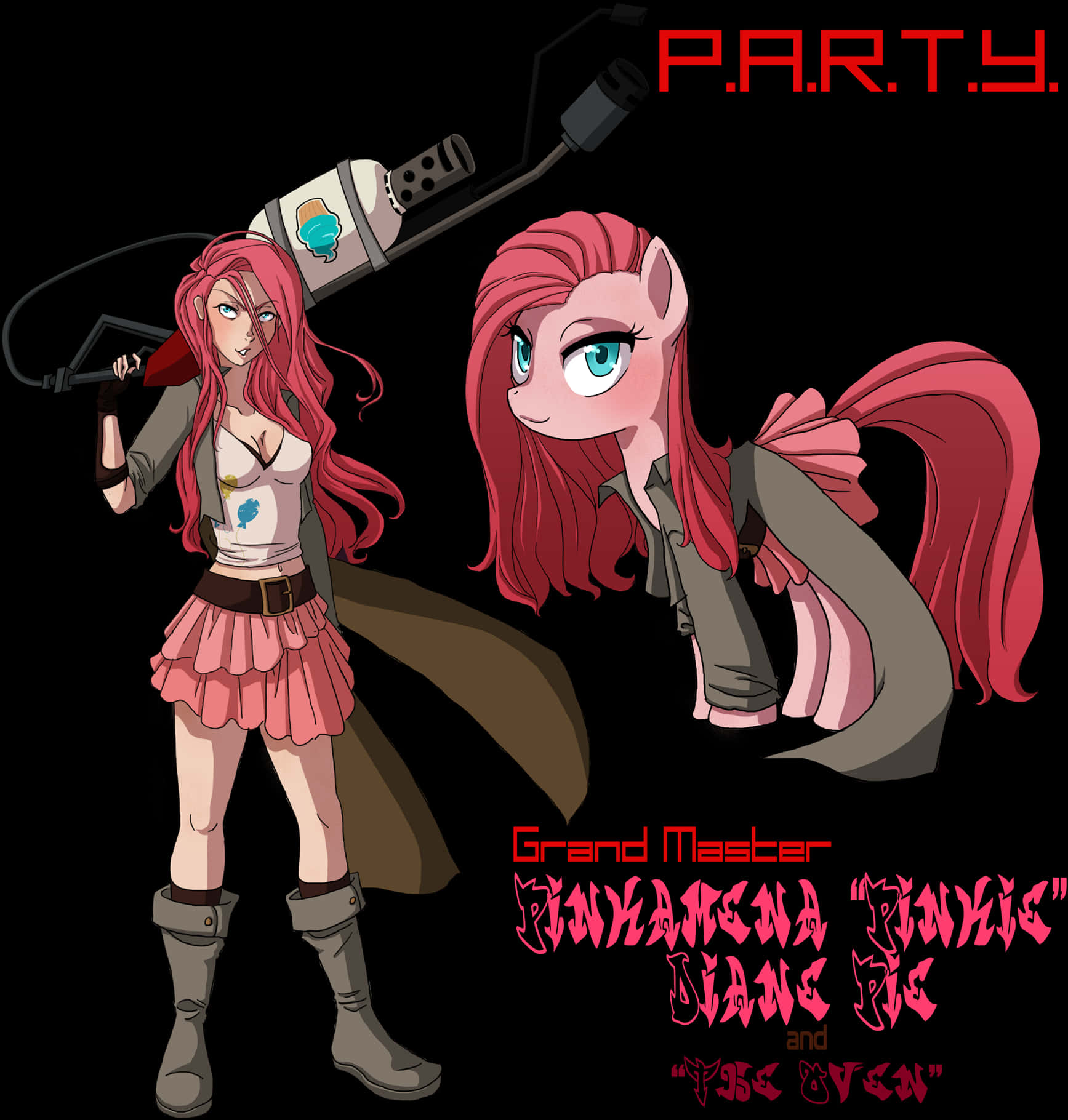 Anime Style Redhead Characters Party PNG Image