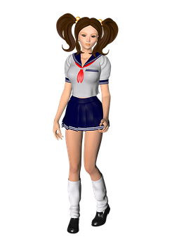 Anime Style Schoolgirl Character PNG Image