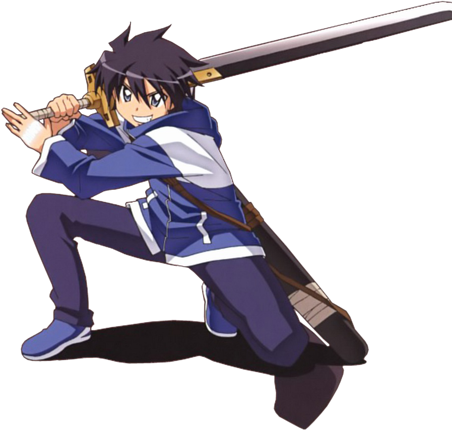 Anime Sword Fighter Action Pose PNG Image