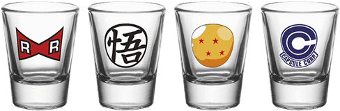 Anime Themed Shot Glasses Set PNG Image