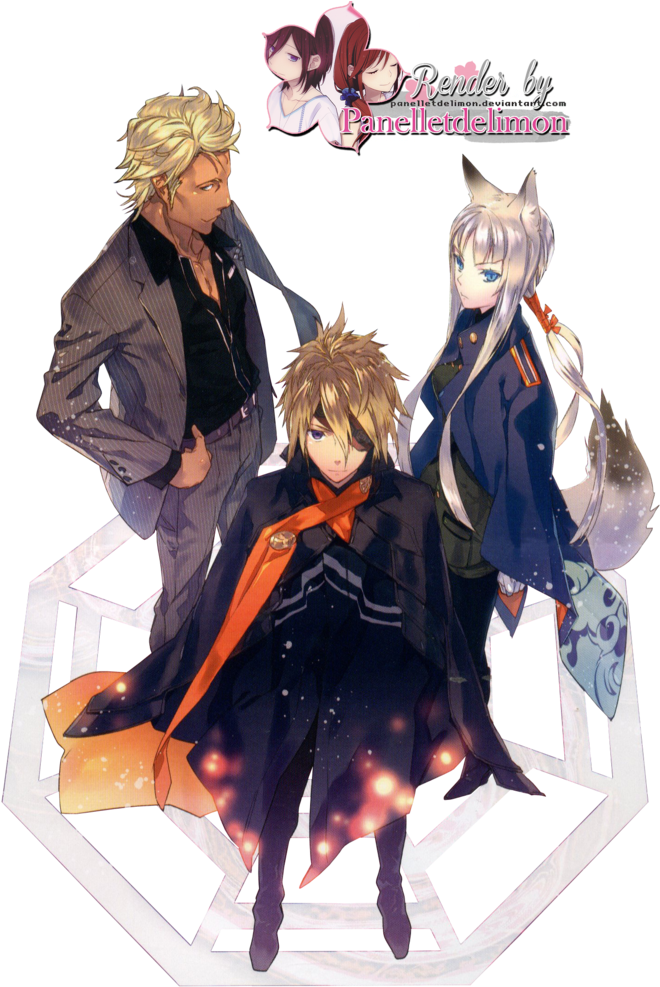 Anime Trio Fantasy Artwork PNG Image