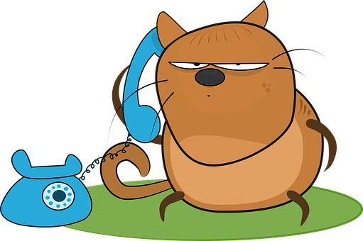 Annoyed Cartoon Cat With Phone PNG Image