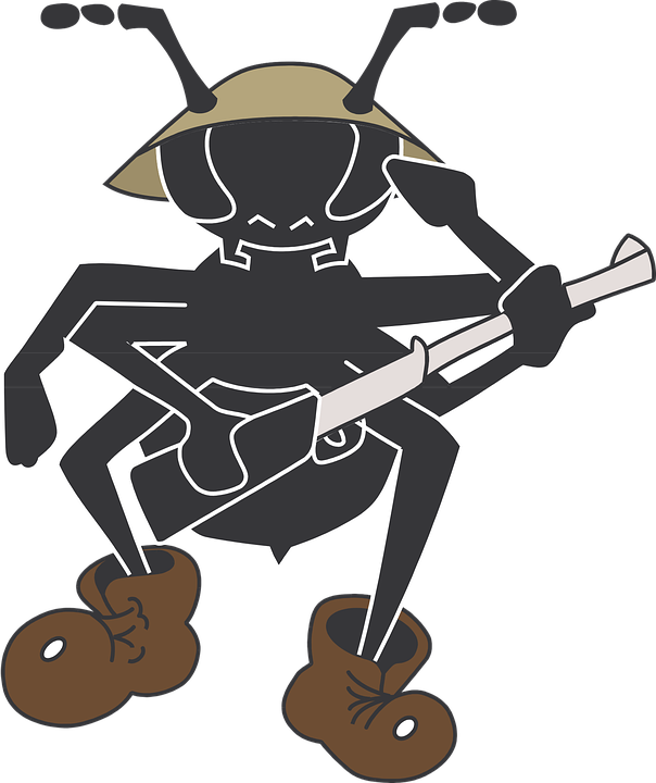 Ant_ Playing_ Guitar_ Vector_ Art PNG Image