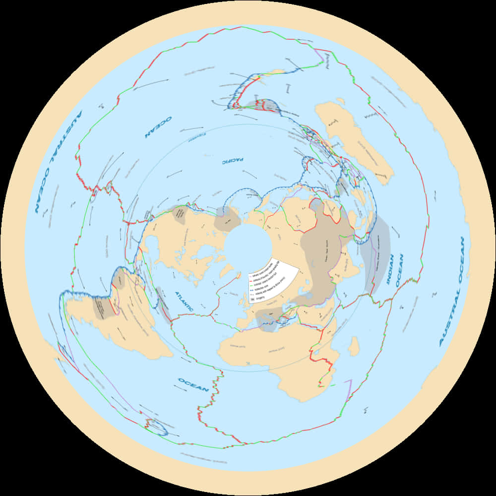 Antarctic Centric World Map PNG Image