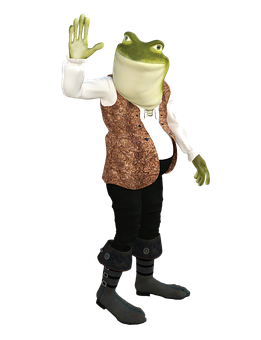 Anthropomorphic Frog Greeting PNG Image