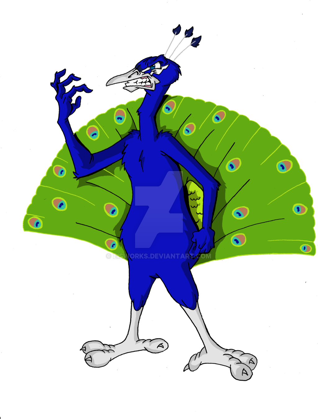 Anthropomorphic Peacock Cartoon PNG Image