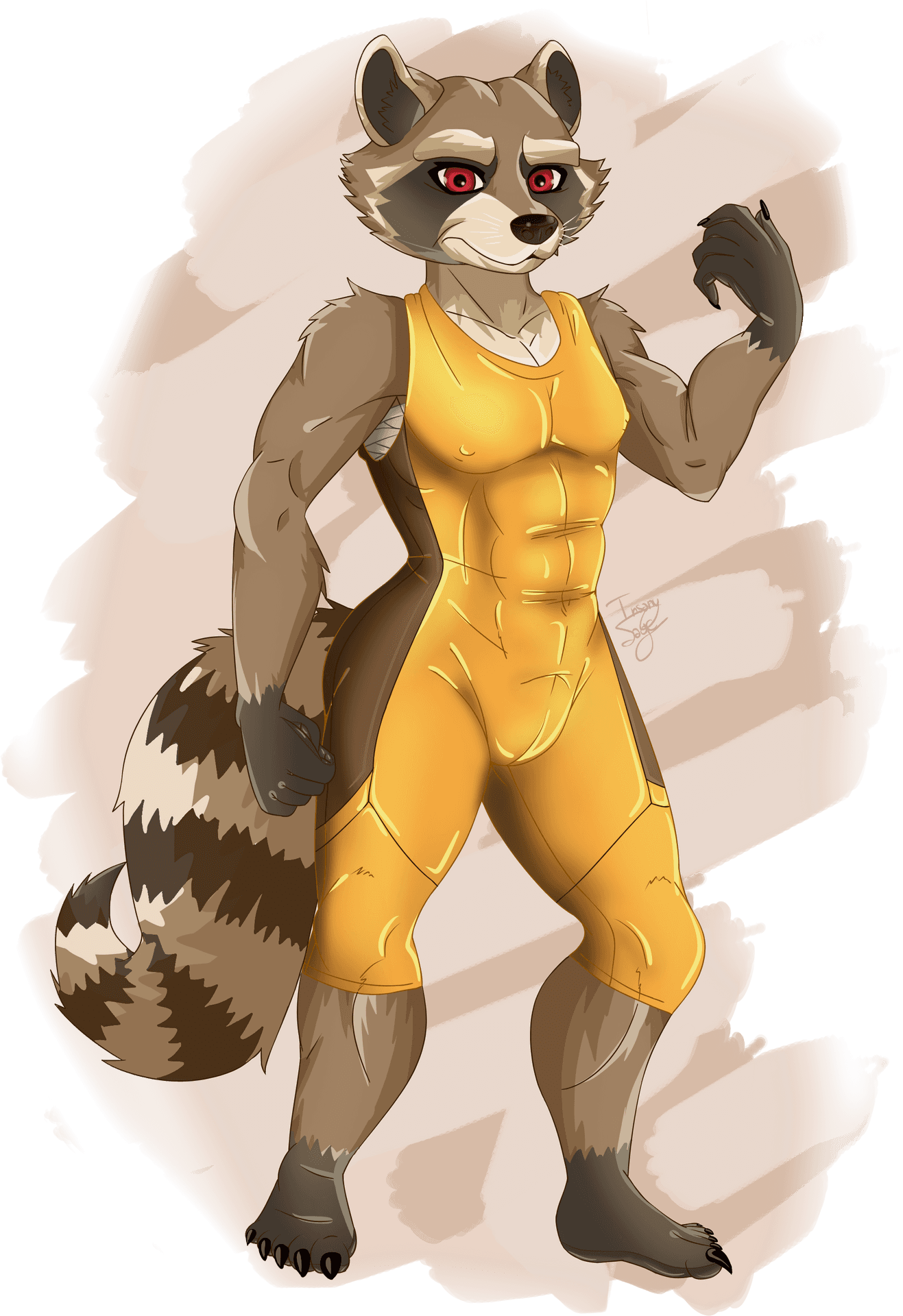 Anthropomorphic Raccoon Athlete Illustration PNG Image