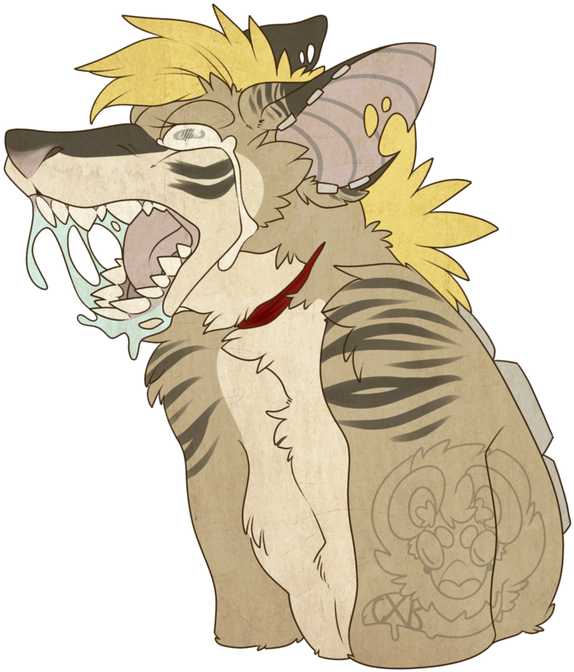 Anthropomorphic Wolf Drooling Artwork PNG Image