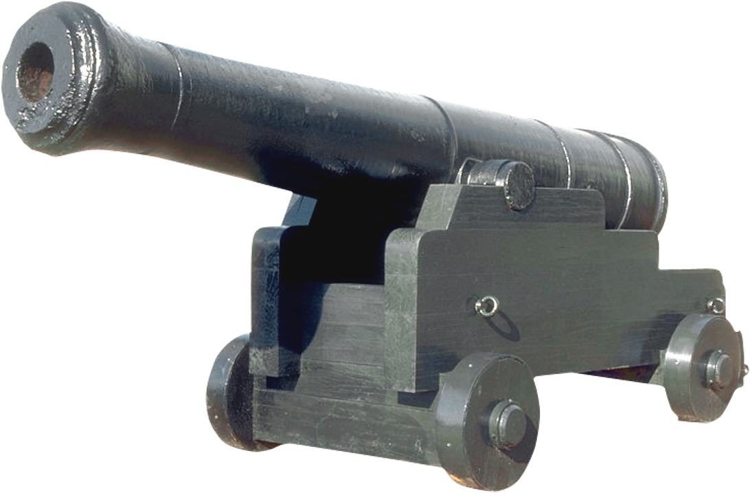 Antique Black Cannon Isolated PNG Image