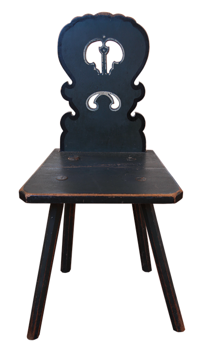 Antique Blue Wooden Chair PNG Image